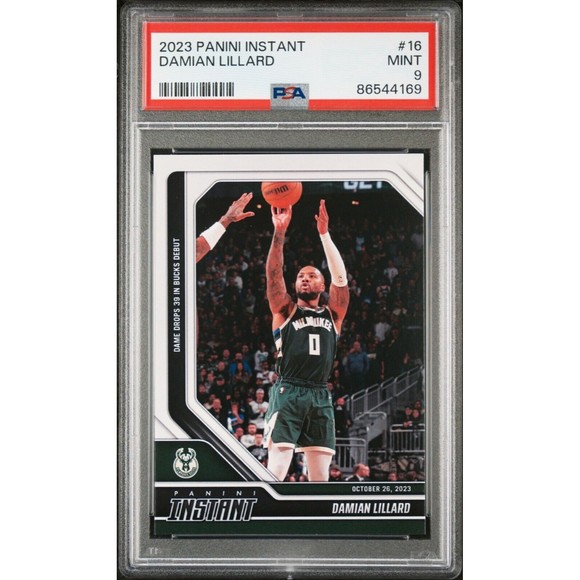 Damian Lillard 2023-24 Panini #16 Basketball NBA Card Bucks 1 of 264 PSA 9 Mint - Picture 3 of 4